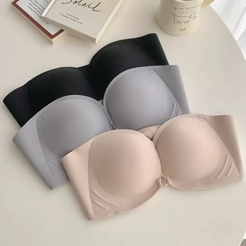 

Нижнее белье без бретелек с пряжкой спереди для женщин с маленькой грудью, невидимыми следами и противоскользящим бюстгальтером, сексуальный спортивный бюстгальтер