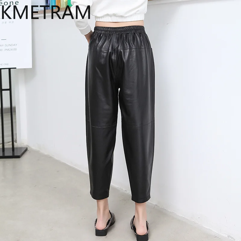 KMETRAM Real Sheepskin Genuine Leather Pants Womens New in Pants 2024 Fashion Women Trending Clothing Autumn Harem Pants Кюлоты