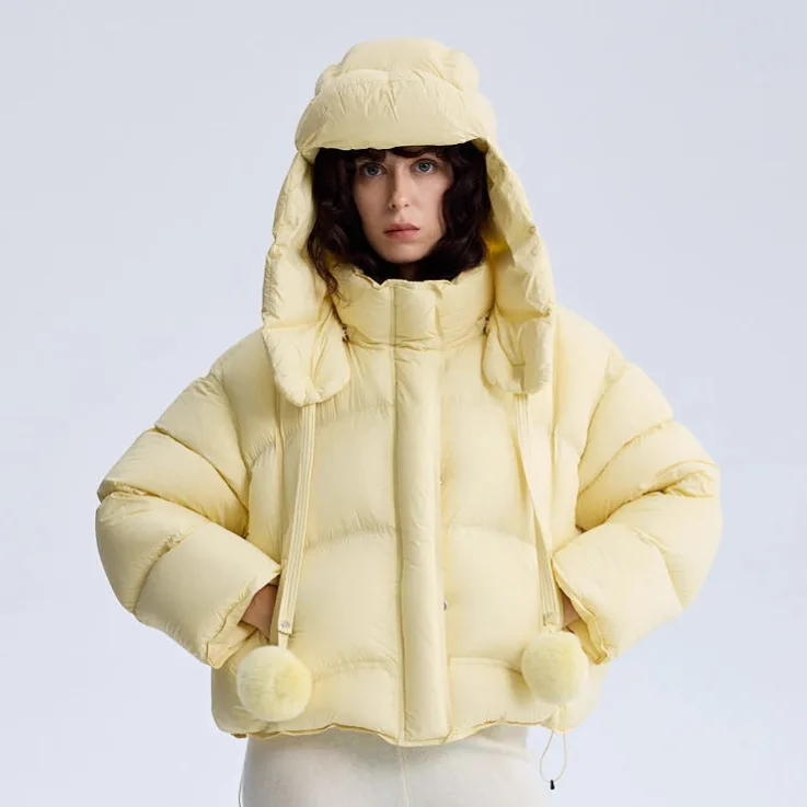 

Winter Cloud Puffer Parka Fluffy 90 White Duck Down Bread Coat Hooded Short White Down Jacket Lightweight Hooded Puffer Jacket