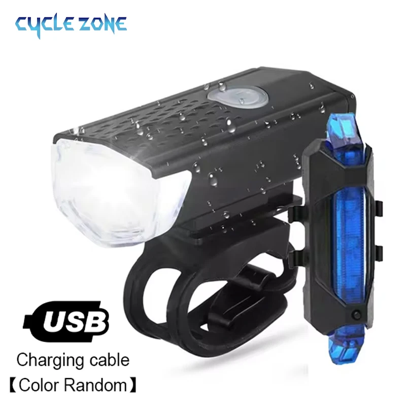 Bicycle Light Set Front Light with Taillight Rechargeable Bike Light Easy to Install Bike Headlight Night Cycling Warning Lamp