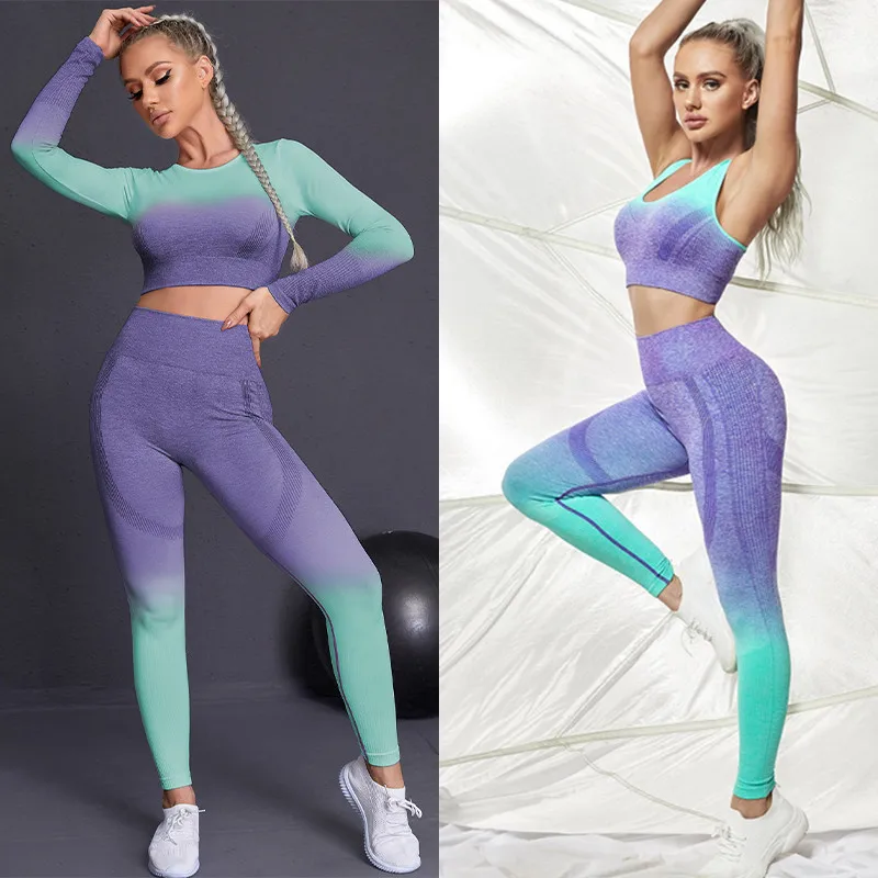 Seamless Yoga Set Sports  Workout  Gym Suits Fitness Clothes Running Leggings Sportswear Female Clothing Women Tracksuit