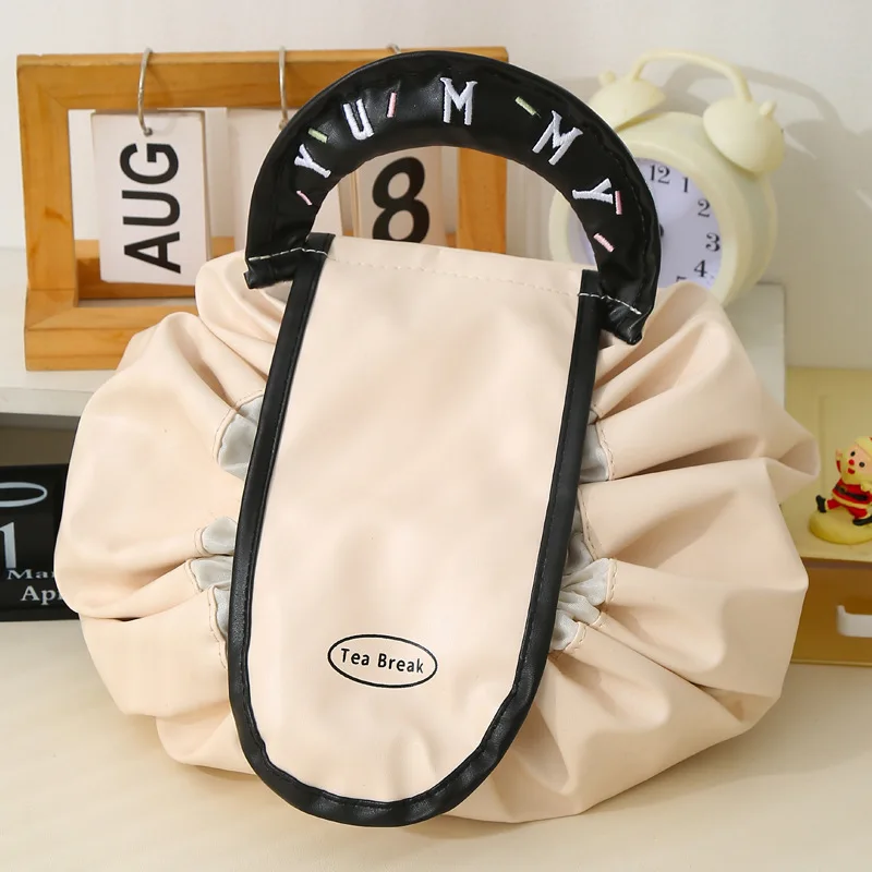 

Lazy Makeup Bag For Women, Portable Large Capacity Travel Storage Bag, French Drawstring Closure,