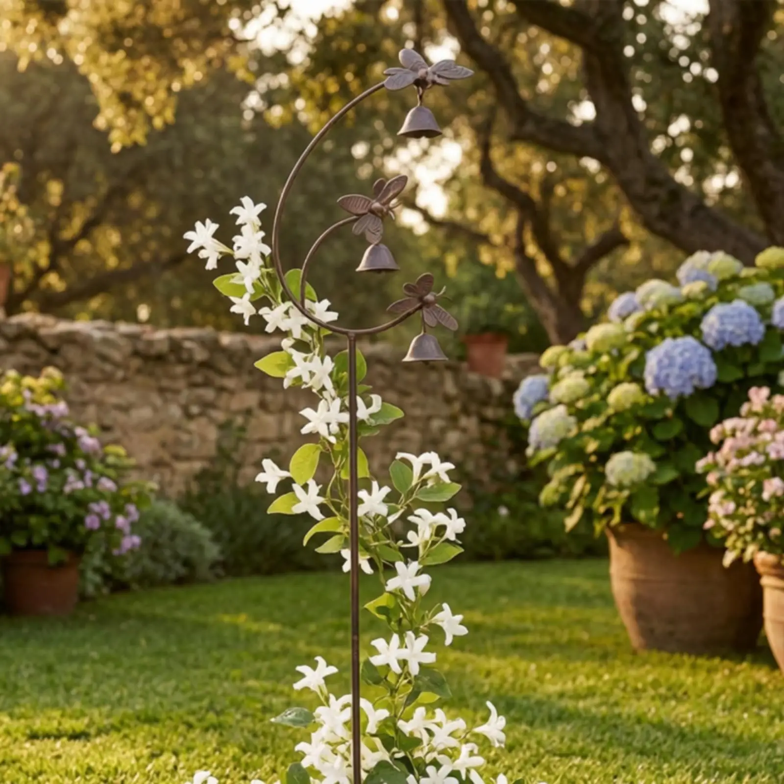 Outdoor Bees Garden Stake with Bells Long-Lasting Garden Stake with Bells