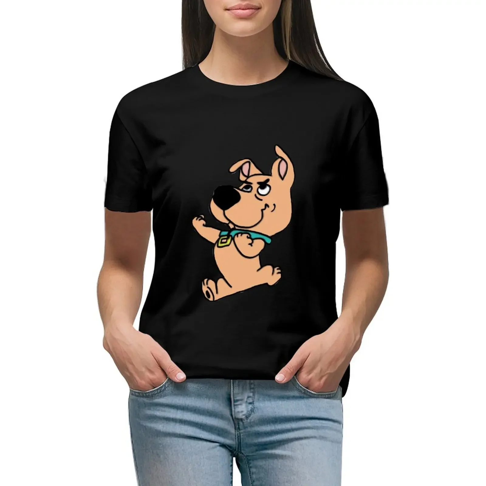 

scrappy doo fists outlined T-Shirt customs animal print shirt for girls quick-drying black t-shirts for Women