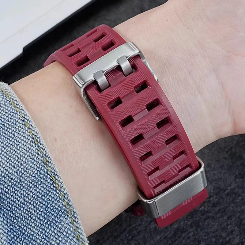 GWGB1000 الأحمر الشق سوار ل كاسيو G-Shock 3 الجيل GWG-B1000 بولي TPU المطاطWwatch حزام مقاوم للماء الرياضة سيليكون حزام الساعات