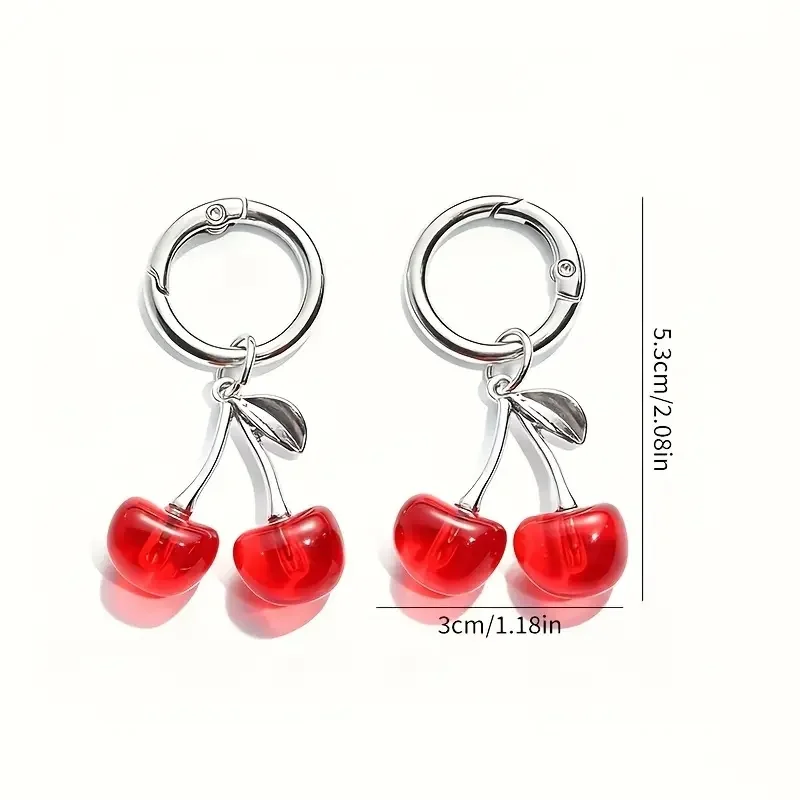 2pcs Gothic Punk Red Cherry Shoe Charms Sneaker Accessories DIY Shoe for Party Outfits - Easy Clip-On Permanent Attachment