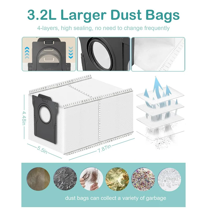 BAAN-Kantong Debu Filter Sikat Sisi Utama untuk Dreame L40 Ultra/X40/X40 Ultra/MOVA P10 Pro Ultra/S30 Pro Aksesori Penyapu Ultra