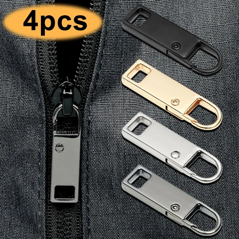 4pcs Zipper Slider Puller Instant Zipper Repair Kit Replacement Broken Buckle Travel Bag Suitcase Zipper Head DIY Sewing Craft