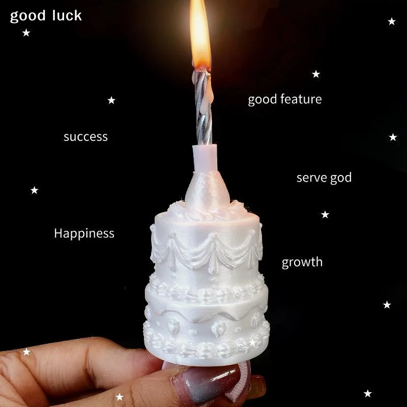 Birthday Cake Opening Ring With Candle Photo Props 3D Cake Shape Ring Cute Party Decor Finger Ring For Birthday Celebration