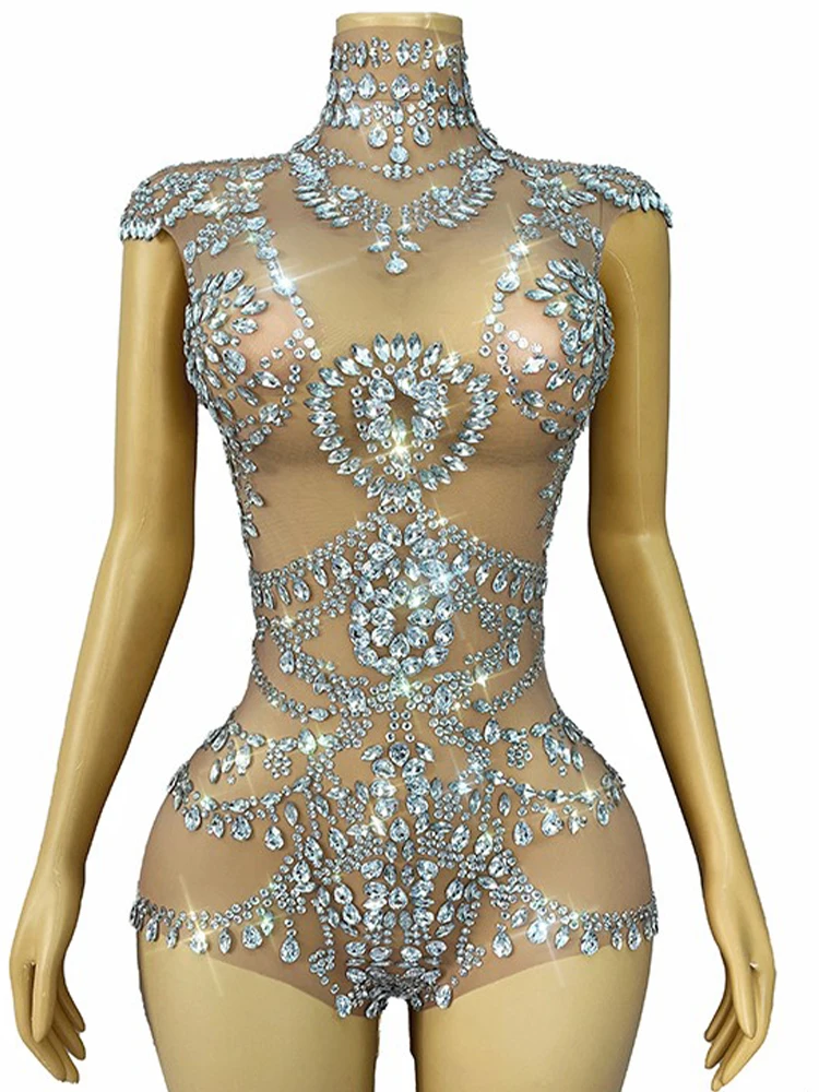 

High Quality Hot Stamping Sexy Elastic See Through Mesh Jumpsuit 2024 New Fashion Custom Women'S Clothing