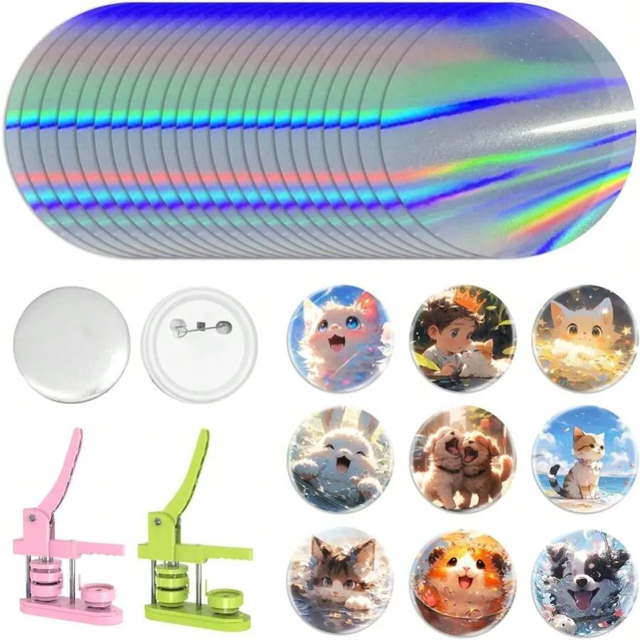 

200 шт. пленки для изготовления значков - 70 мм (2,76 дюйма), цветная, для машинки для изготовления значков 2,25 дюйма (58 мм), круглые детали для самостоятельного изготовления значков, Exo