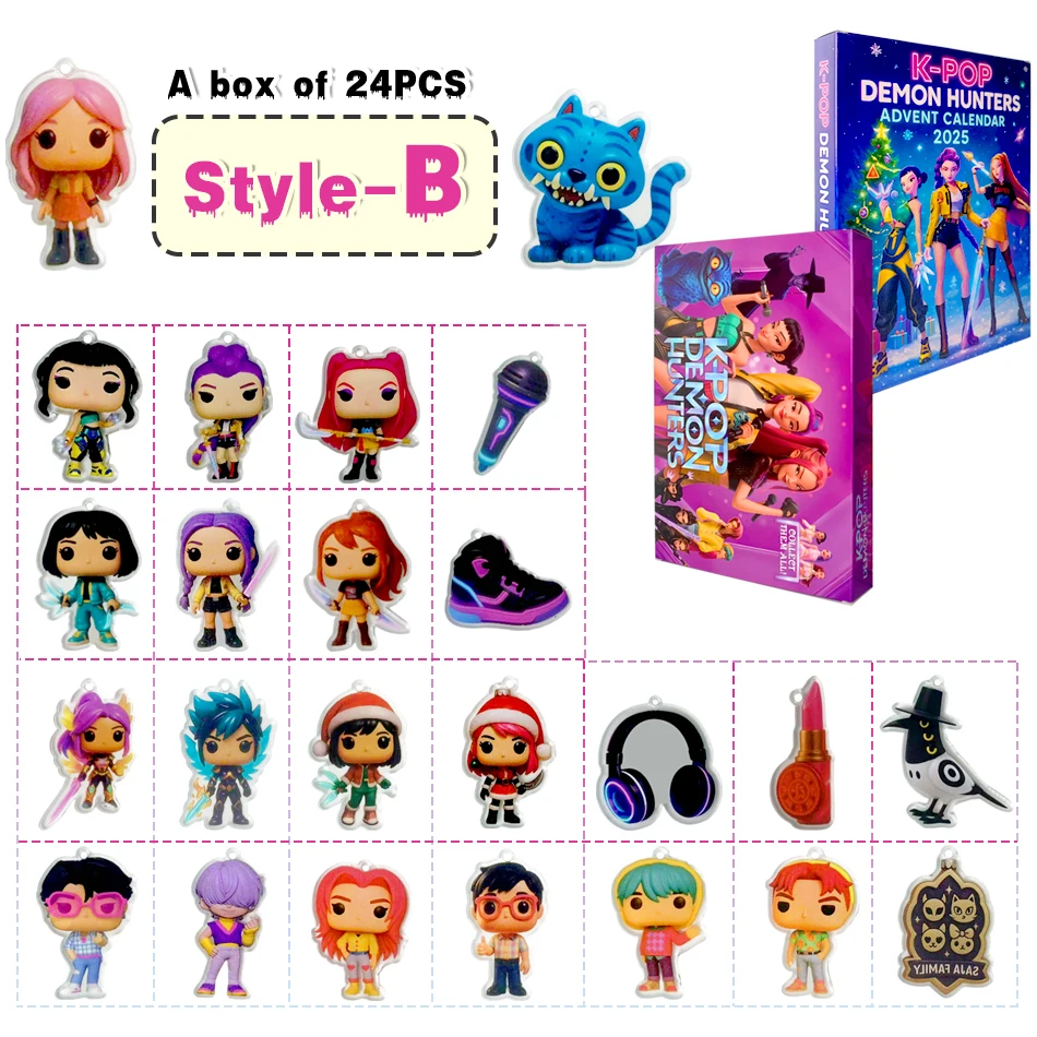 Kpop Demon Hunters Calendario de Adviento de Navidad Huntrix Rumi Mira Zoey SAJA Boys Derpy Tiger Blind Box Juguetes Decoración