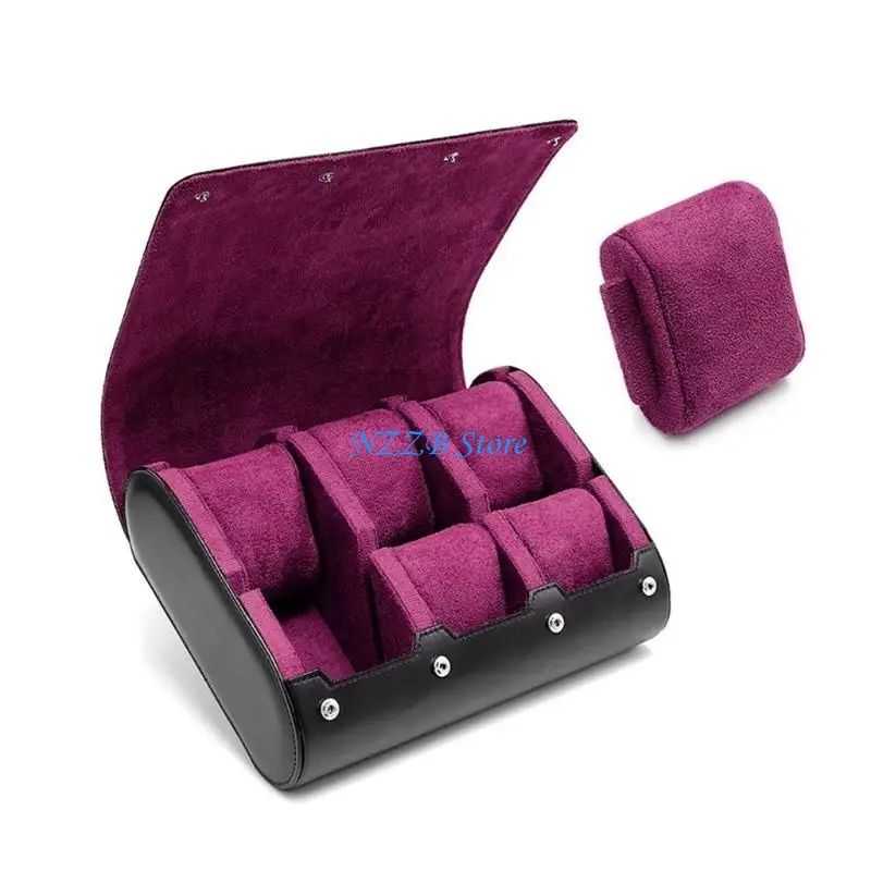 T21F 6 Slots Watch Box PU Leathers Watch Cases Holder Storage Boxes for Men