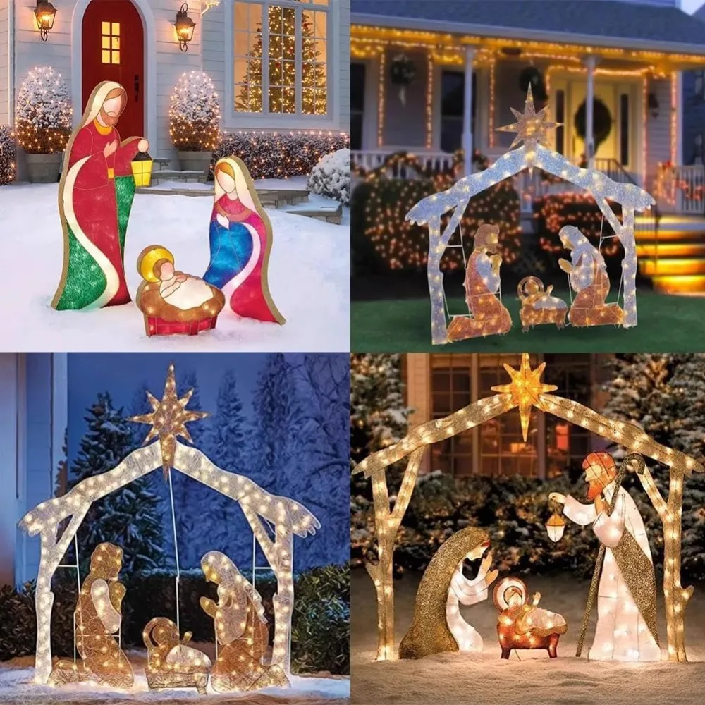 

5.5FT Outdoor Lighted Nativity Scene With light Waterproof Nativity Scene Christmas Decoration Yard Decoration Easter