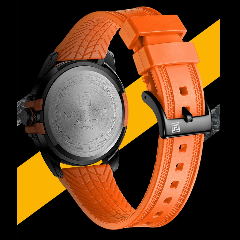 NAVIFORCE Creative TPU Strap Male Wristwatch Fashion Sport 30m Water Resistant Quartz Calendar Display Men Watches Reloj Hombre