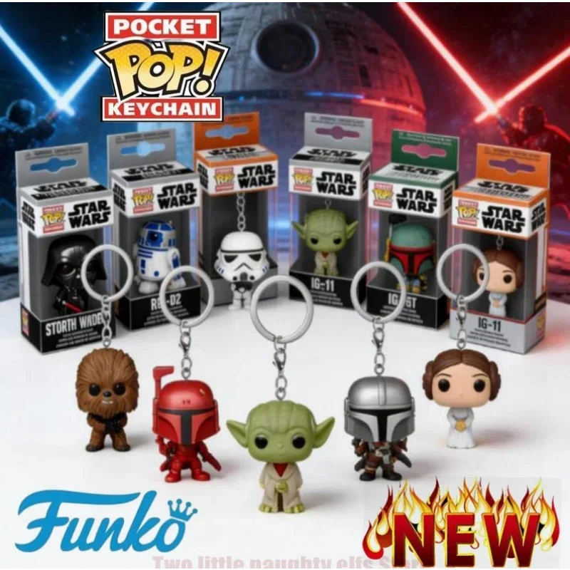 2026 Funko Pocket Pop porte-clés Star Wars Yoda métallique Chewbacca floqué édition limitée pendentif en vinyle cadeau de noël pour les enfants
