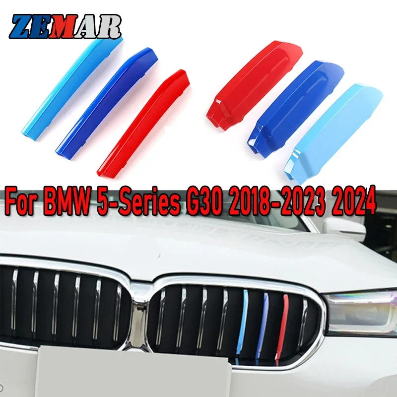 

3Pcs ABS Car Racing Front Grille Trim Strips For BMW G30 5 Series G30 2022 2023 2024 2018-2020 M Power Grill Clip Accessories