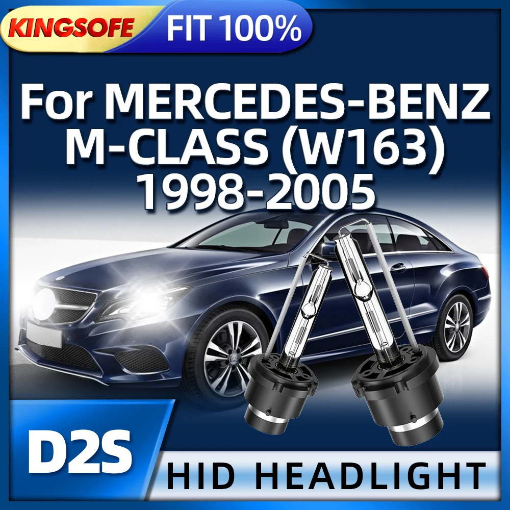 KINGSOFE lampu depan mobil Xenon, bohlam cahaya otomatis D2S HID 6000K untuk MERCEDES-BENZ M-CLASS W163 1998 1999 2000 2001 2002 2003 2004