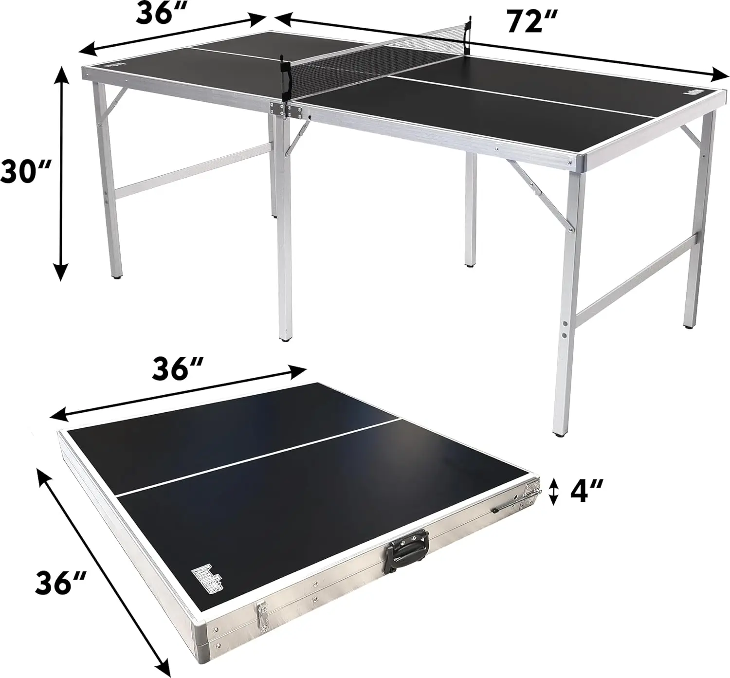 Mid-Size Table Tennis  | Portable Folding Indoor/Outdoor  Tennis  with Net, Paddles & Pong Balls