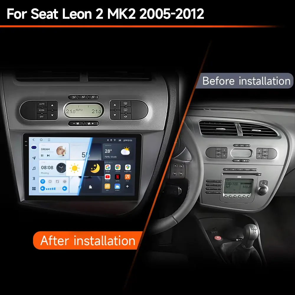 راديو السيارة أندرويد 15 Carplay لمقعد ليون 2 MK2 2005 2006 2007 - 2012 الملاحة GPS مشغل وسائط متعددة WiFi + 4G ستيريو BT 2 DIN