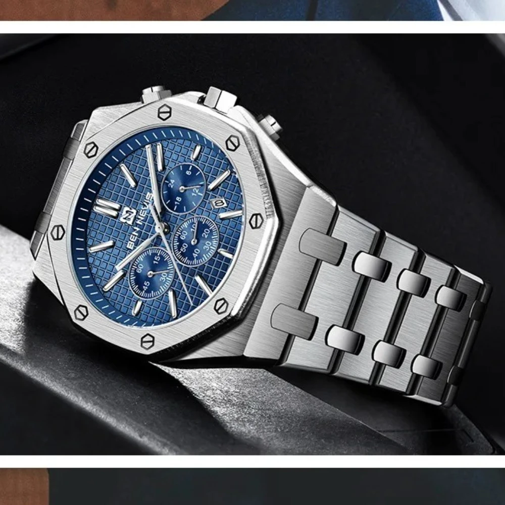 

43MM Men Case Luxury Watch Men Wristwatch Install Quartz Movement Stainless Steel Strap Diving Men Wristwatch