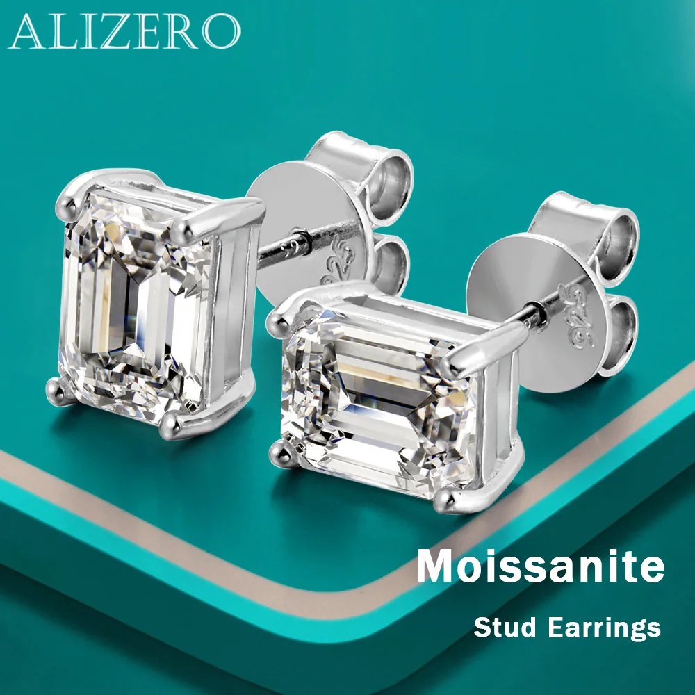 

ALIZERO 2 Carat D Color Moissanite Stud Earrings For Women Top Quality 100% S925 Sterling Silver Sparkling Wedding Fine Jewelry