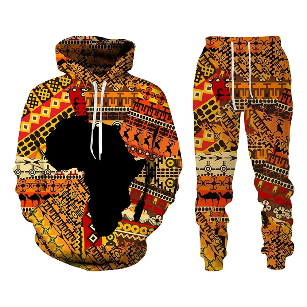 Folk custom 3d Print Hoodies Trousers Suits Men Women Tracksuit 2pc Sets Long Sleeve Ethnic Style African Dashiki Mens Clothes