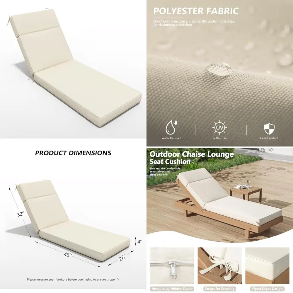 

Водостойкая подушка для шезлонга на открытом воздухе, 80 л x 26 Ш x 4 Г, пена высокой плотности с устойчивостью к выцветанию для мебели для патио