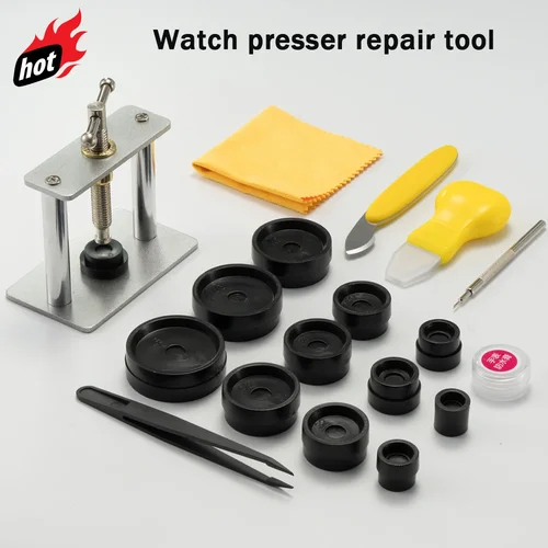 Juego de prensa de reloj profesional, 21 Uds., parte trasera de reloj para herramienta de cierre y troqueles de ajuste, Kit de herramientas de reparación de relojes para relojero