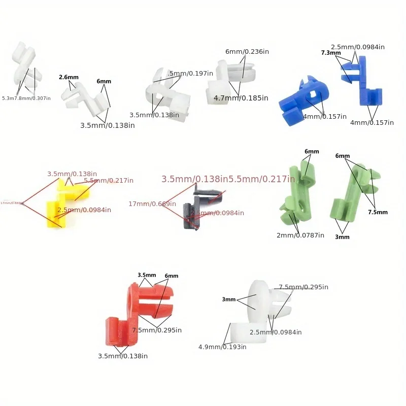 16Pcs 8 Types Nylon Door Lock Hook Set Universal Auto Door Latch Retainer Fastener Replacement Repair Parts