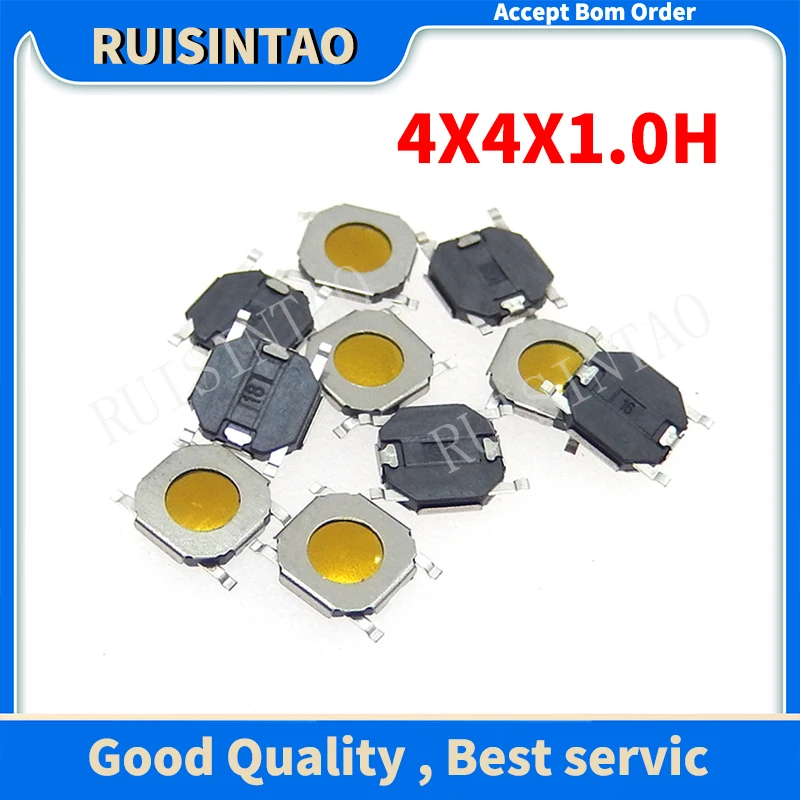 100pcs Micro Tactile Membrane Switch Push Button SPST-NO Waterproof Switch  4x4x1 SMD 4Pin SMT 4*4*1.0 mm Ultra thin mini Switch