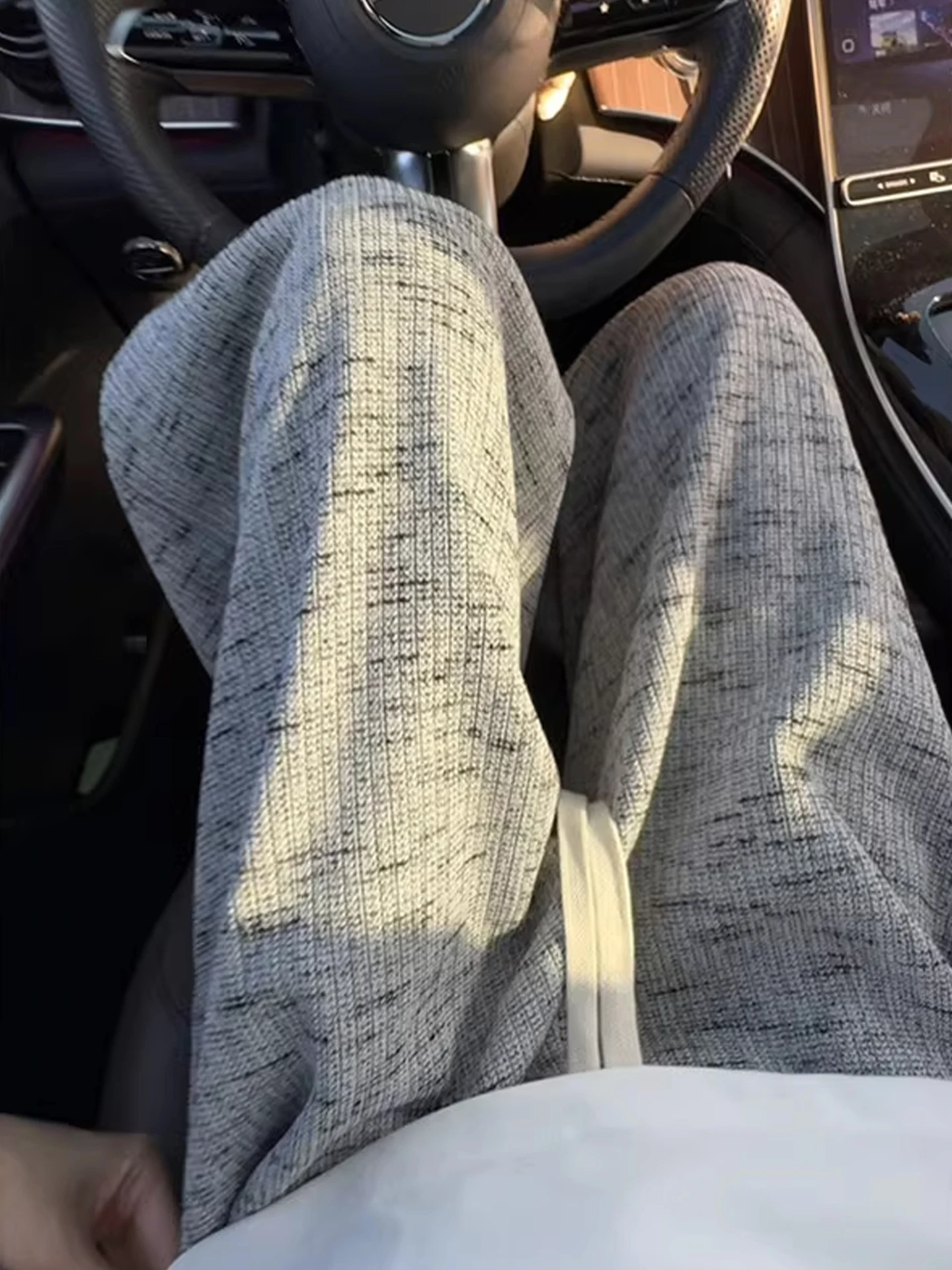 

American Style Dyed Heavy Knitted Sweatpants Men's Autumn Winter Thick Warm Loose Straight Casual Long Pants Polyester Fiber