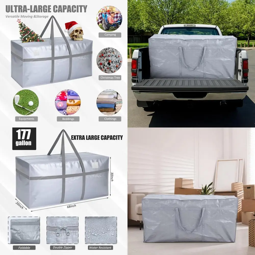 

Extra Large 177 Gallon Storage Bags with Zipper, Heavy Duty for Christmas Tree and Dorm Use (Silver)
