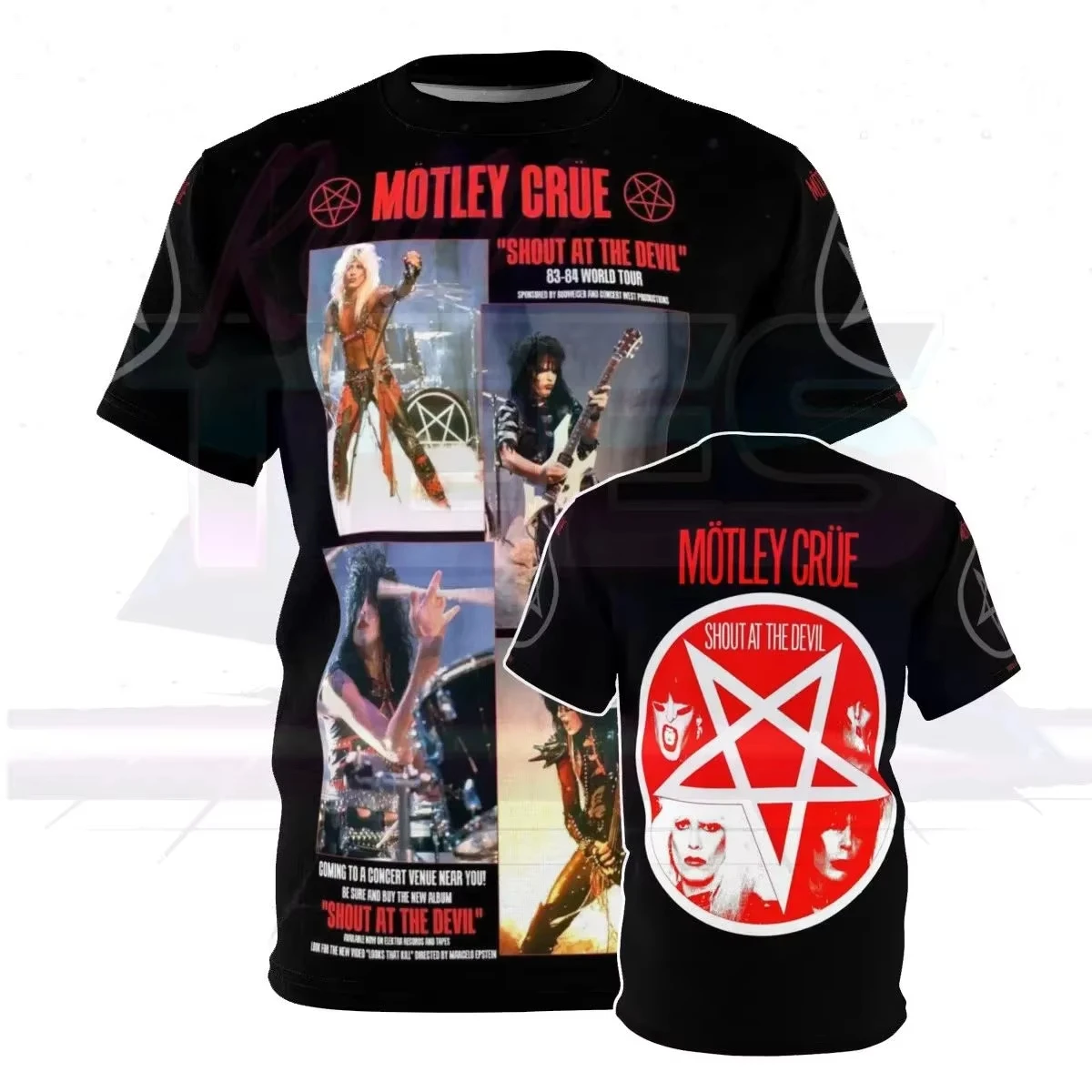 Camiseta Nueva con Estampado 3D de la Banda Representativa del Heavy Metal Estadounidense Mötley Crüe para Hombres y Mujeres, Camiseta Holgada