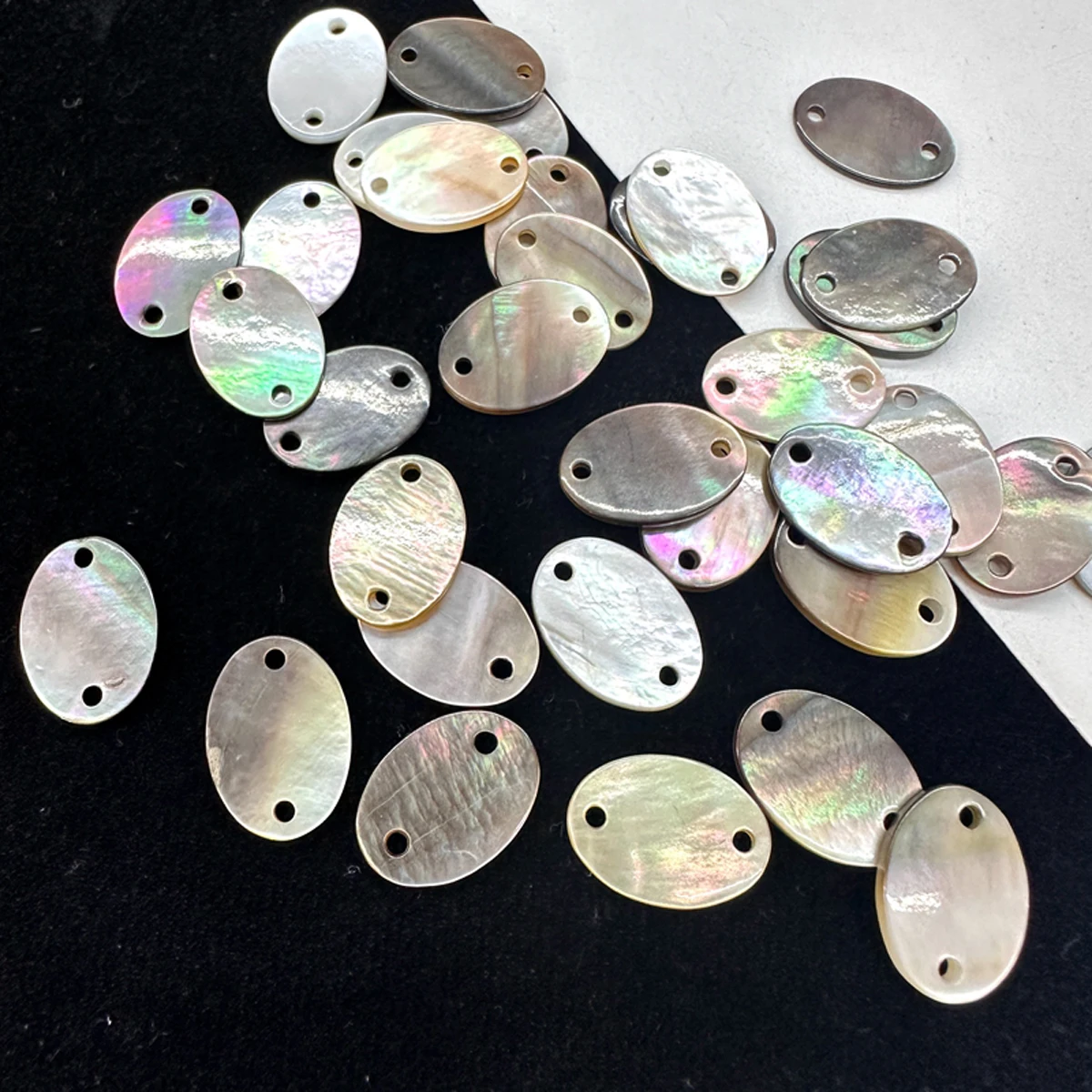

10Pcs Seawater Shell Connector Oval Double-Hole Loose Connector For Jewelry Making DIY Earring Necklace Chain Accessory