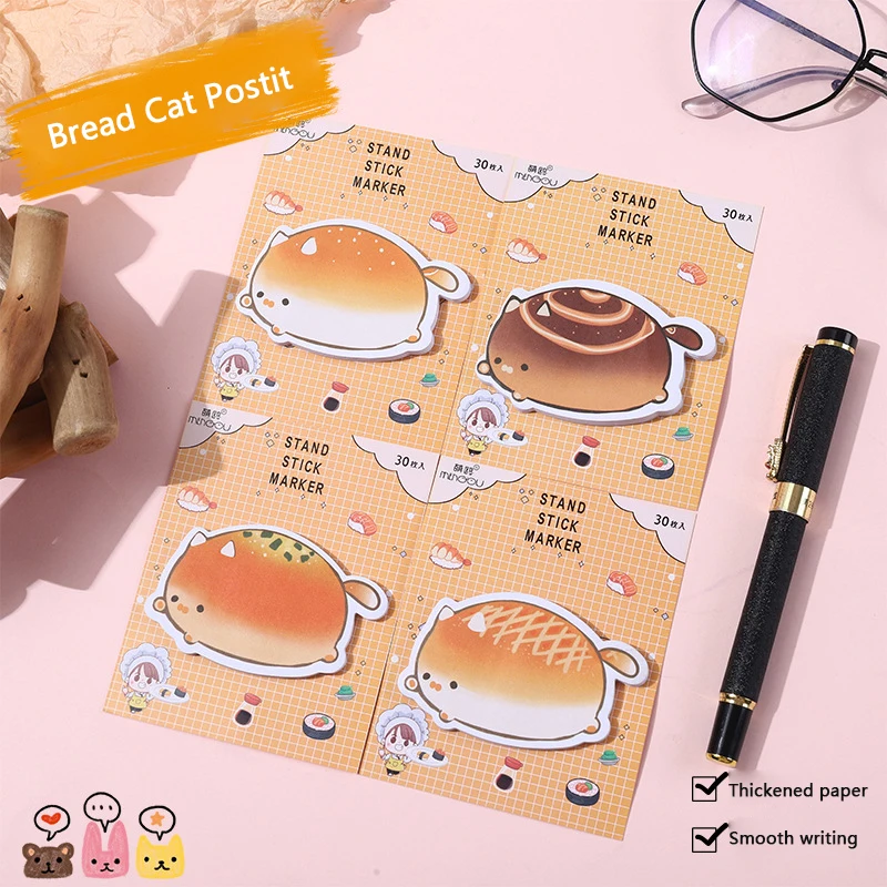Cartoon Sticky Notes Memo Pad Creative N Times Cute Bread Shape Memo Pad Student Message Pad Kawaii School Supplies Stationeries