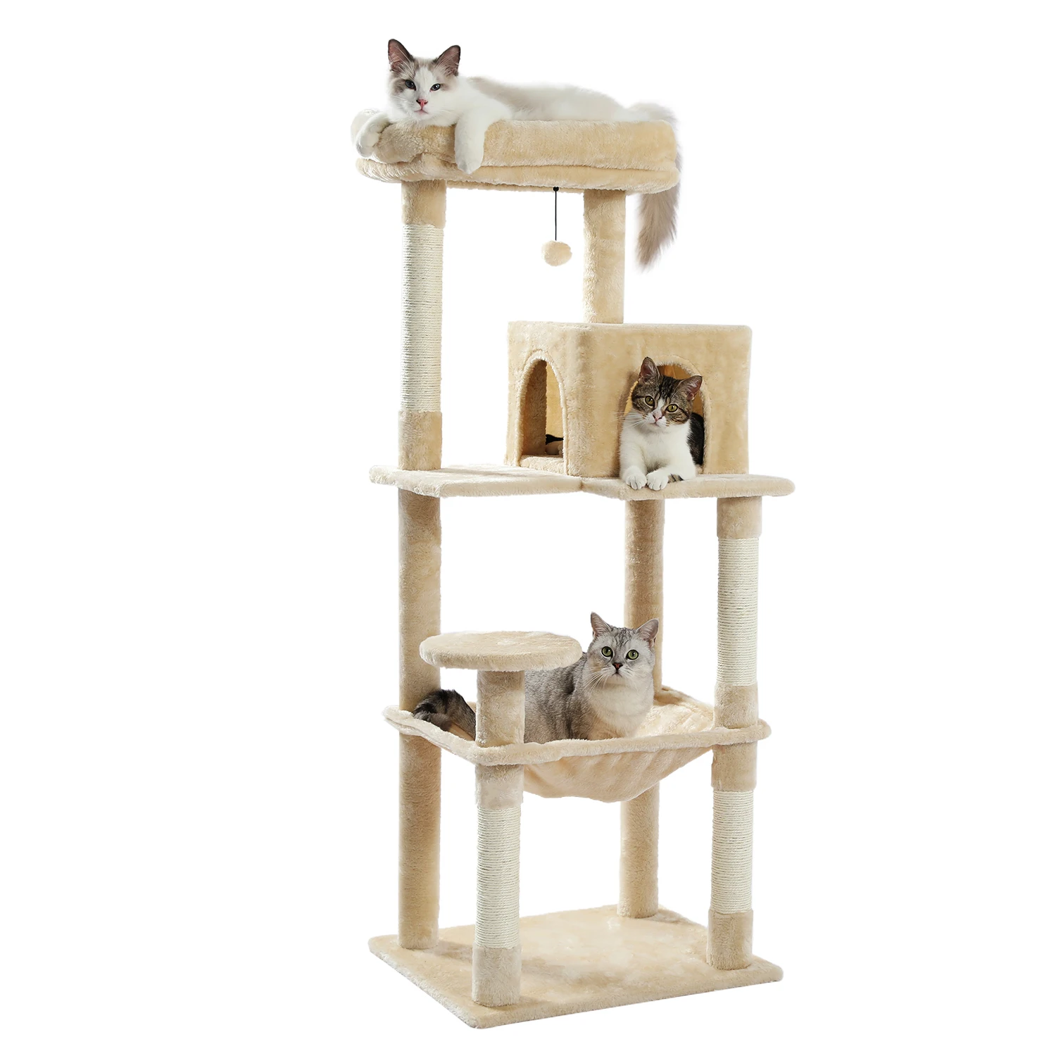 Cat Tree House Four Layers Cat Tower Natural Sisal Scratching Post for Cat Suitable For Small and Medium-Sized Cat Exercise&Rest