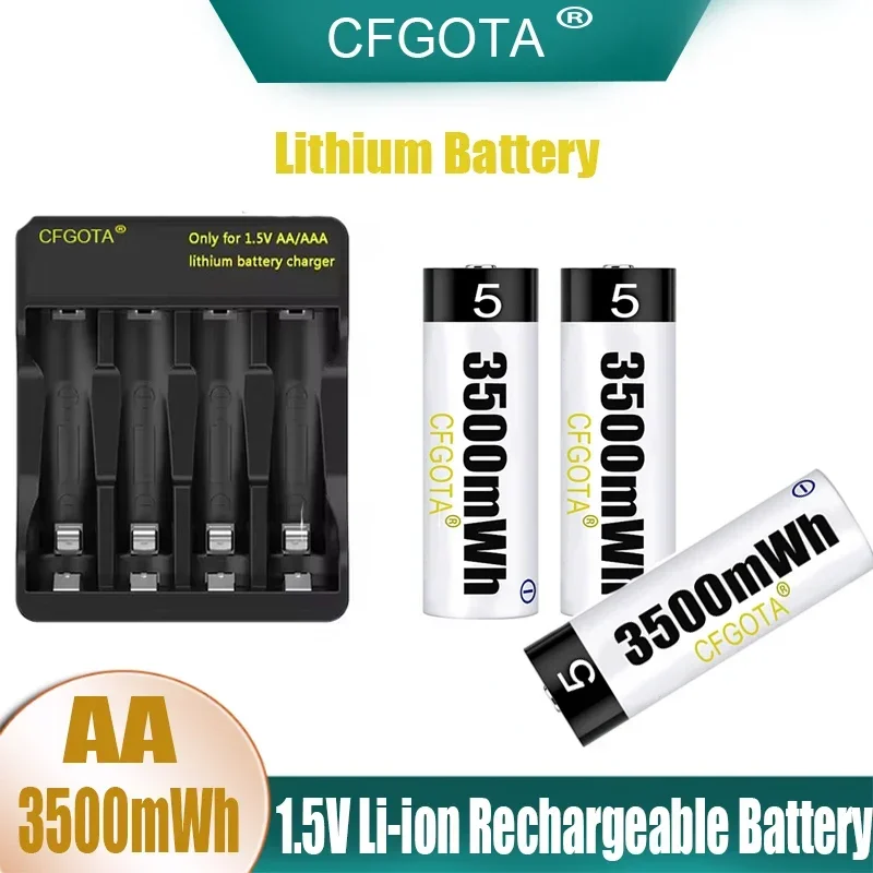 Batteria AA Batteria ricaricabile agli ioni di litio ai polimeri di litio da 1,5 V Batteria AA per ventola del mouse con telecomando Giocattolo elettrico con caricatore USB