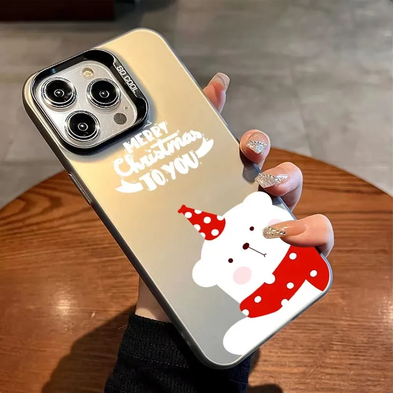 

Phone Case For iPhone 13 12 Mini 11 Pro 16 Pro Max 15 14 Plus Cute Santa Claus Elk Deer Snowman Christmas Design