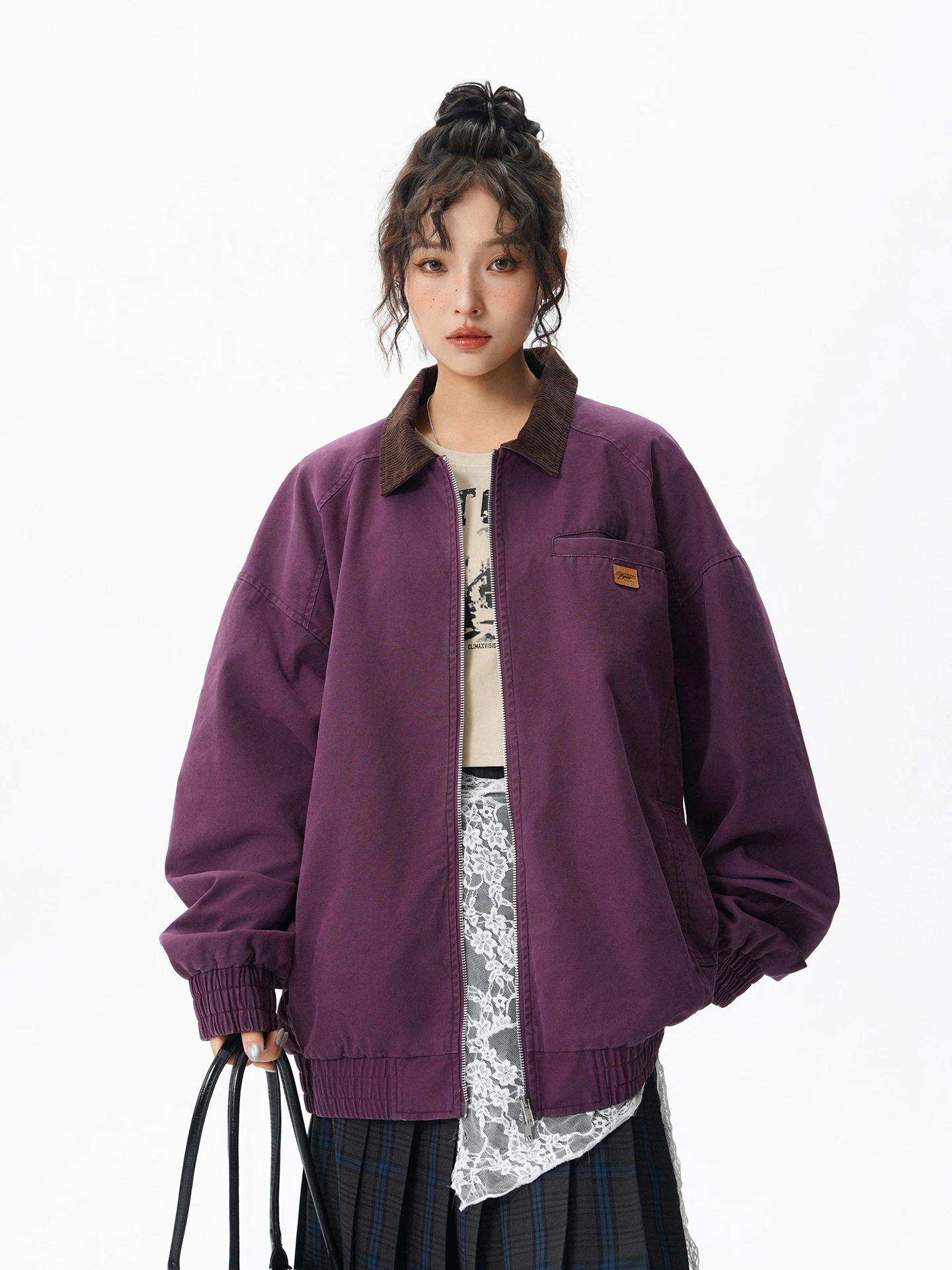 

Loose Fit American Sle Casual Jaet for Men with Collar Vintage Workwear Versatile Autumn Outerwear Breathable Cotton