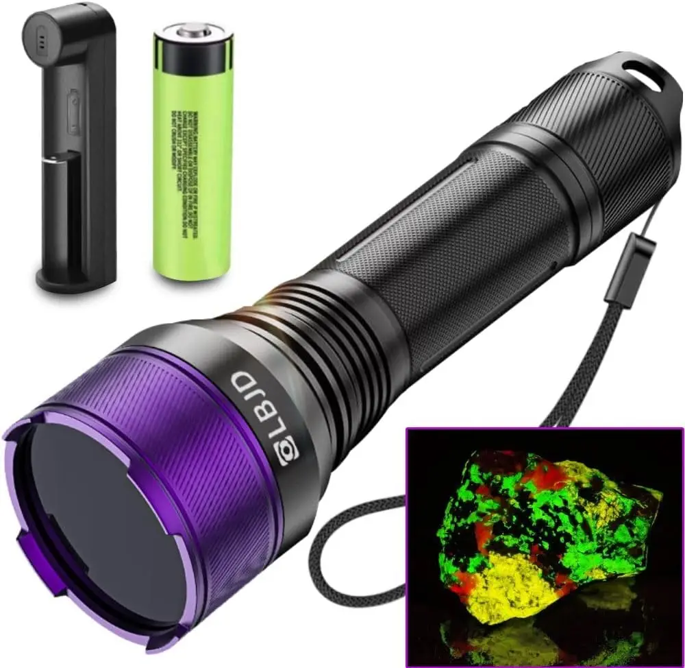 

365nm UV Blacklight Flashlight, 4-Core LED, Long-Range Beam for Yooperlite, Scorpions, Pet Urine, Resins, Counterfeit Money