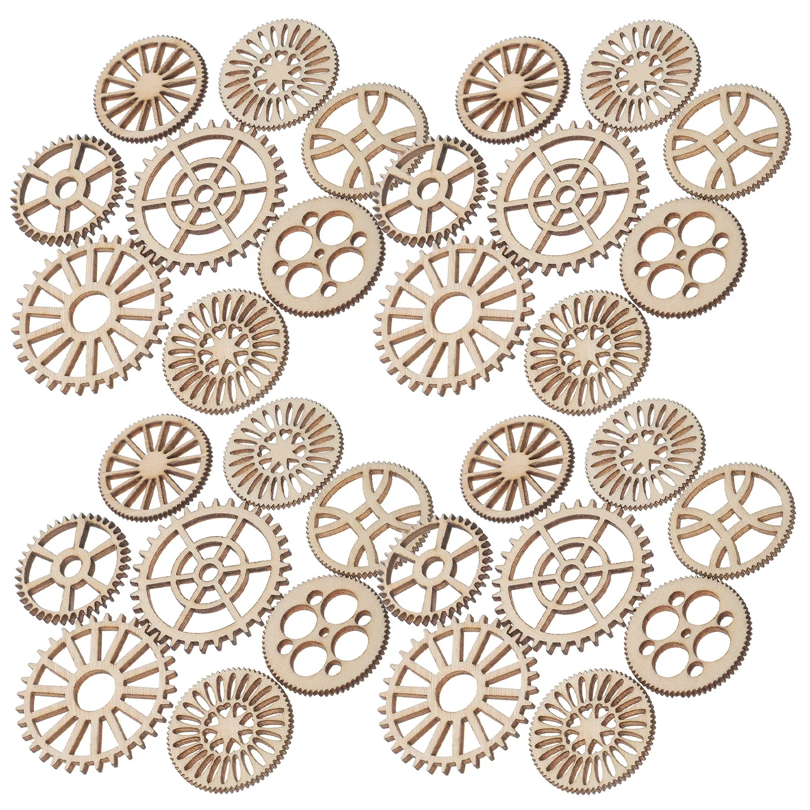 100pcs Mini Wooden Gear Cutouts Steampunk Decor DIY Hanging Pendants Industrial Wall Art Wooden Gear Pendants for Home Decor