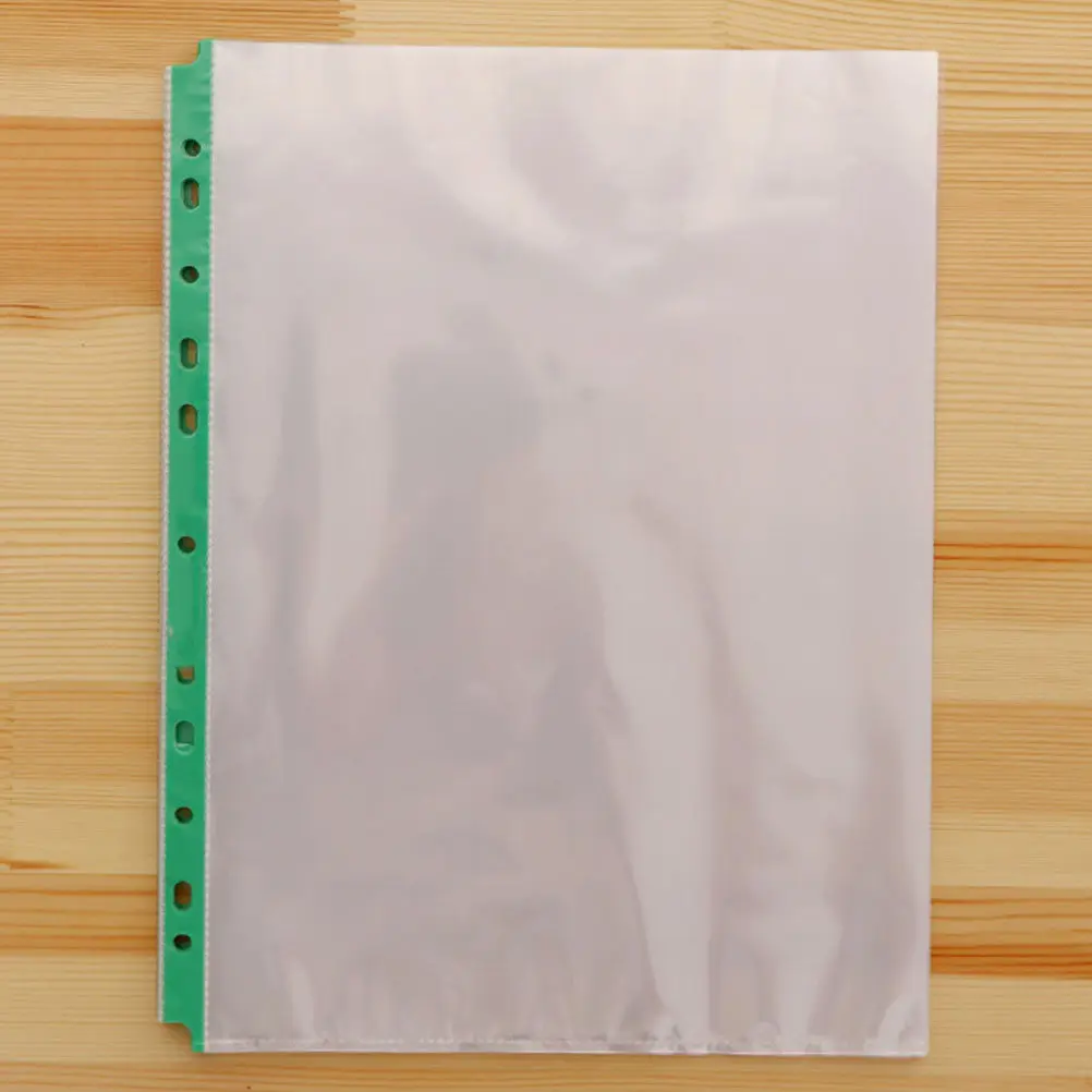 

100Pcs A4 Page Protectors Clear Sheet Protector 11 Hole Punched PP Material for Binder Document Photo Storage School