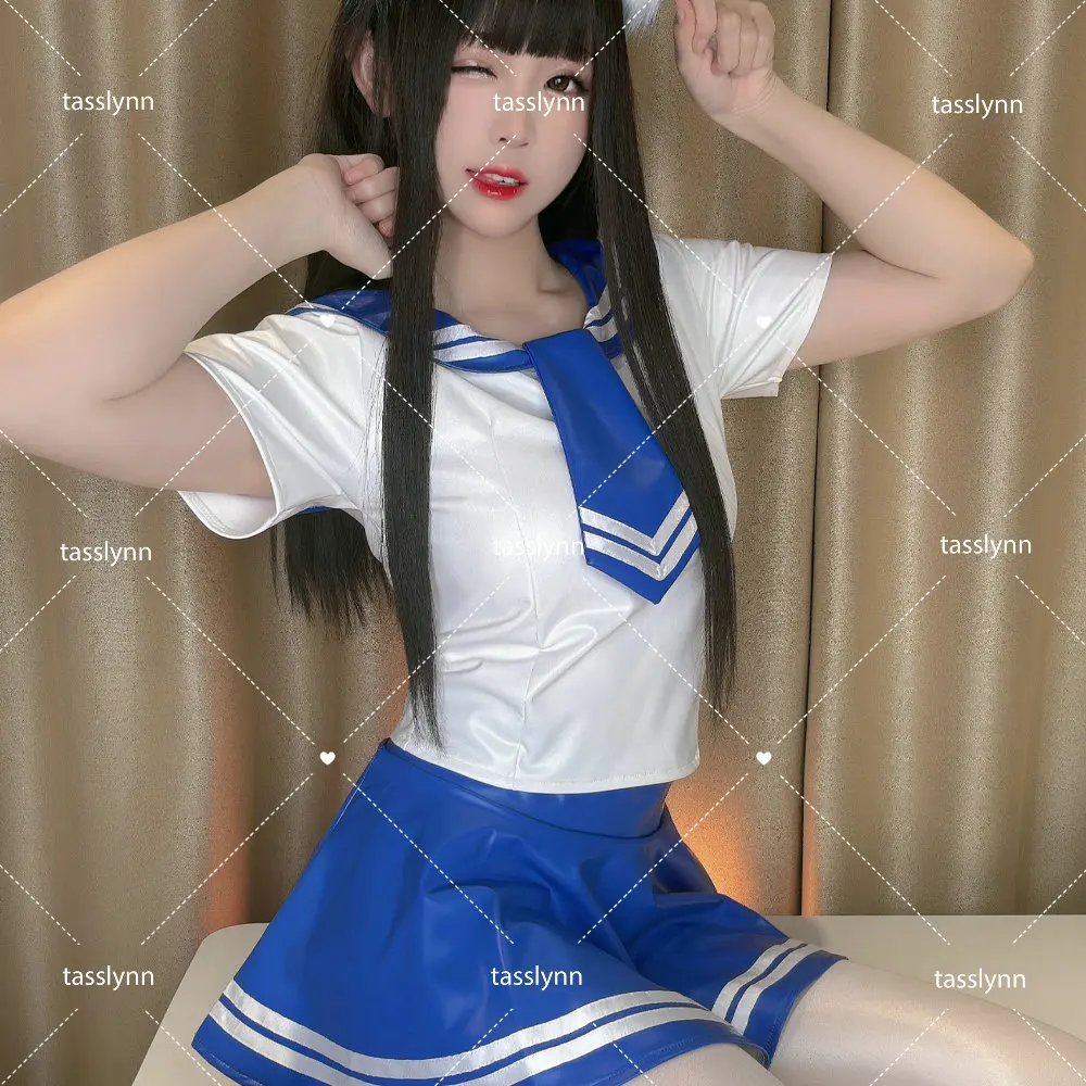 Japanese School Girl Uniform JK Sailor Suit Cyber Girl Costume Cyberpunk Leather JK Uniform Dress  for Women Academic Idol Anime