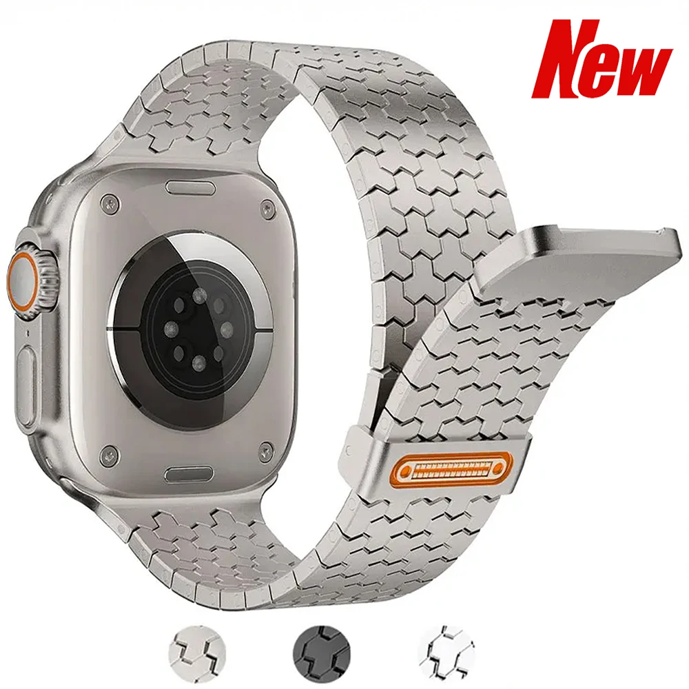 

Металлический магнитный ремешок для Apple Watch Ultra 3 2 49 мм Series11 10 42/46 мм Ремешок из нержавеющей стали для Iwatch 9 8 7 6 5 4 SE 3 45/44 мм