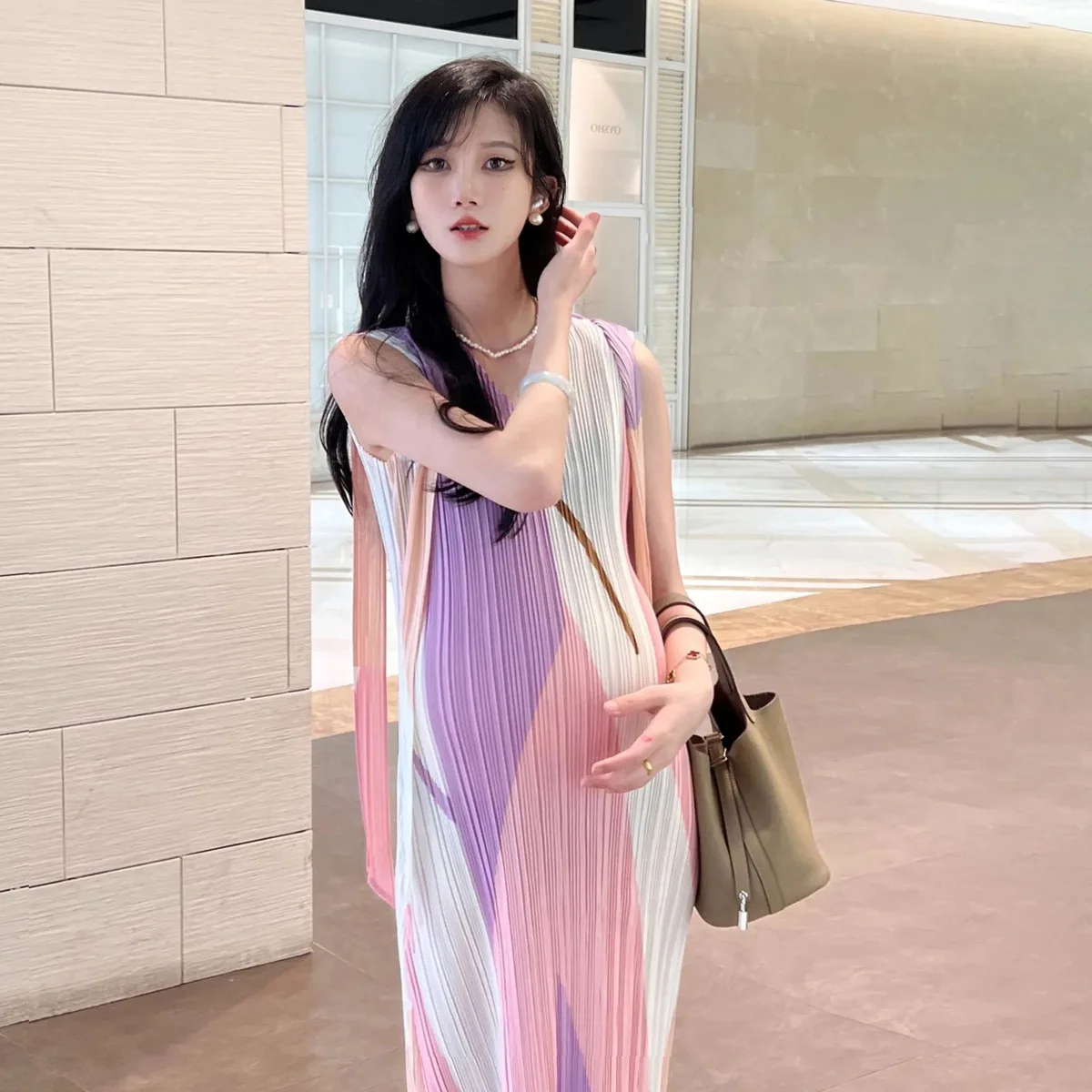 Summer Fashion elegant Pleated Chiffon Maternity Dress sleeveless Loose Casual Clothes for Pregnant Women Pregnancy Clothing