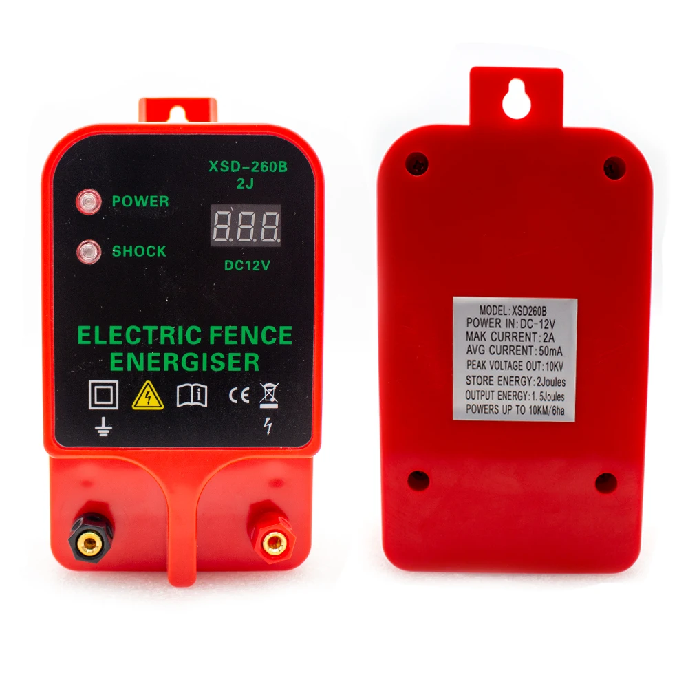 Imagem -03 - Cerca Elétrica Energizador Gado Alta Tensão Controlador de Pulso Alarme de Alta Decibéis à Prova D10 Água Display de Tensão Lcd 10km Xsd260b