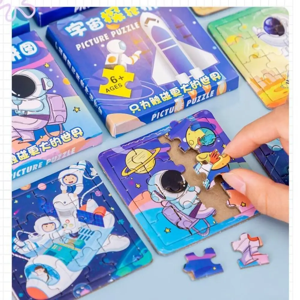 5Pcs Creative Fun Astronauts Small Puzzle Children Handmade Paper Jigsaw Puzzle Baby Early Education Puzzle Toys