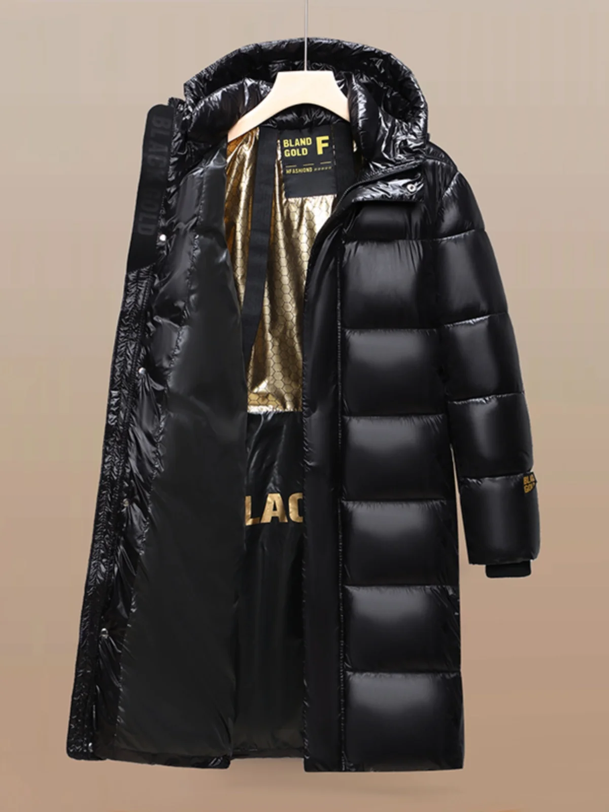 

Winter Thiened Hooded down Cotton Jaet Men's Bla Gold Warm Windproof Waterproof Padded Coat Couple's Outerwear Youth Fa...