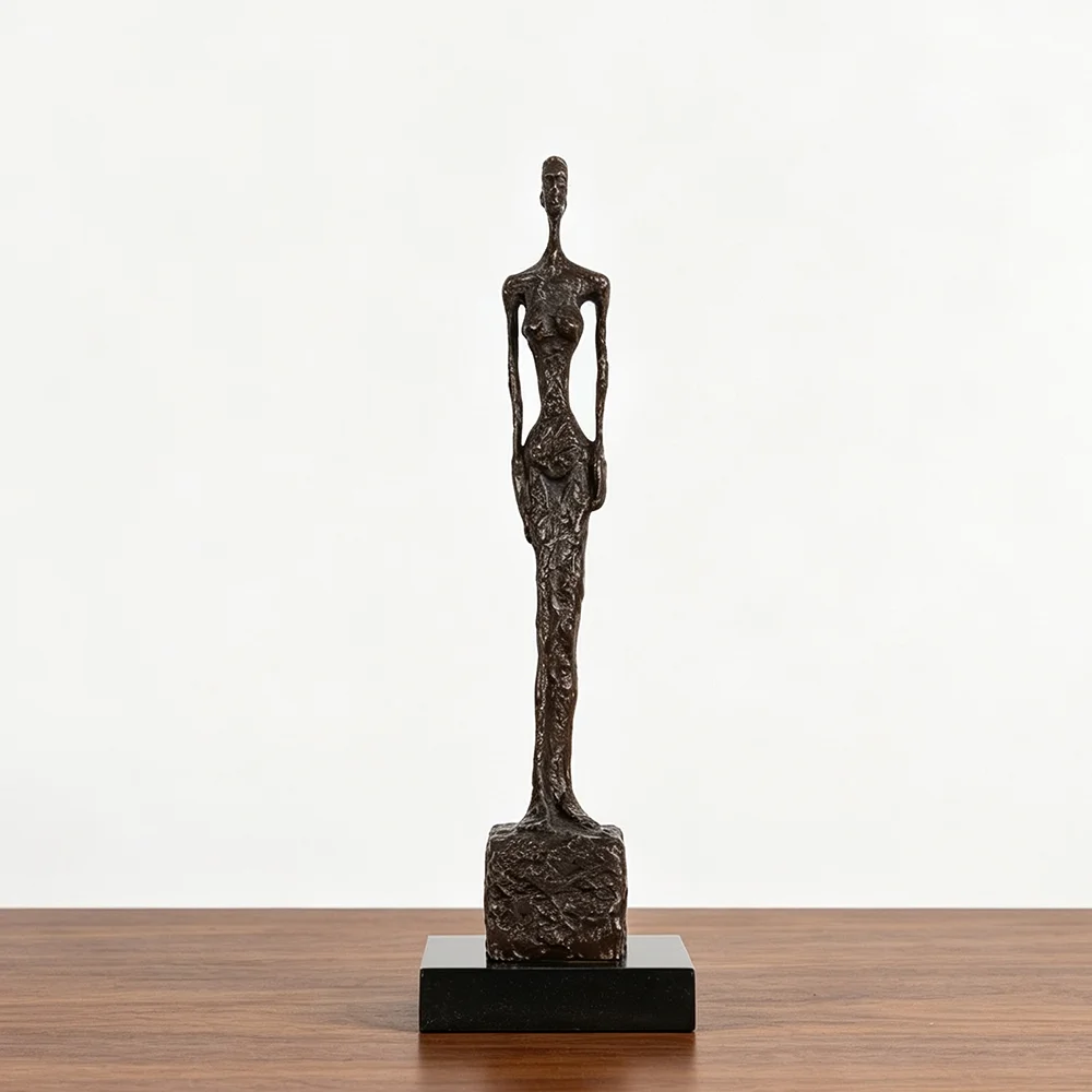 Bronze Standing Woman Skeleton Statue by Giacometti Famous Sculpture Art Handmade Replica for Home Decoration Collection 42cm